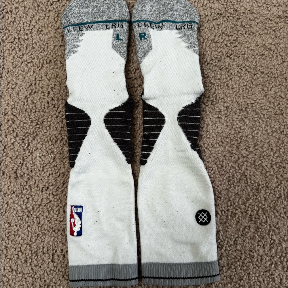 Stance Fusion 559 NBA Crew Basketball Socks Brooklyn Nets White Large 8-12